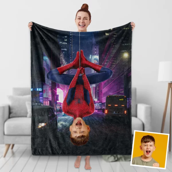 Custom Blankets Personalized Fleece Blanket Spiderman Upside Down