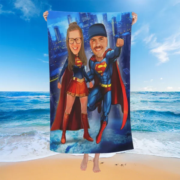 Custom Beach Towels Quick-Dry Bath Towel Superman Superwoman