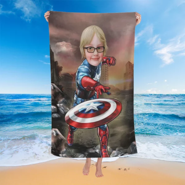 Custom Beach Towels Quick-Dry Bath Swimming Towel Captain America